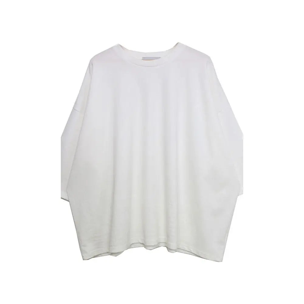 Summer round neck white short sleeved top with three quarter sleeves versatile Korean version Dongdaemun men s clothing lazy feeling image 4