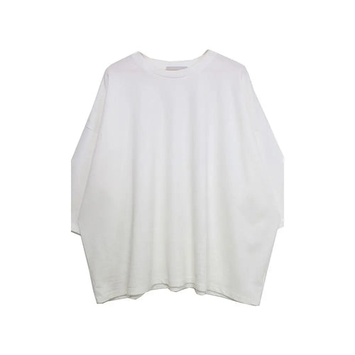 Summer round neck white short sleeved top with three quarter sleeves versatile Korean version Dongdaemun men s clothing lazy feeling image 4