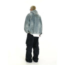 Heavy retro washed hooded denim jacket for men and women trendy brand niche couple versatile loose and casual pullover sweater image 4