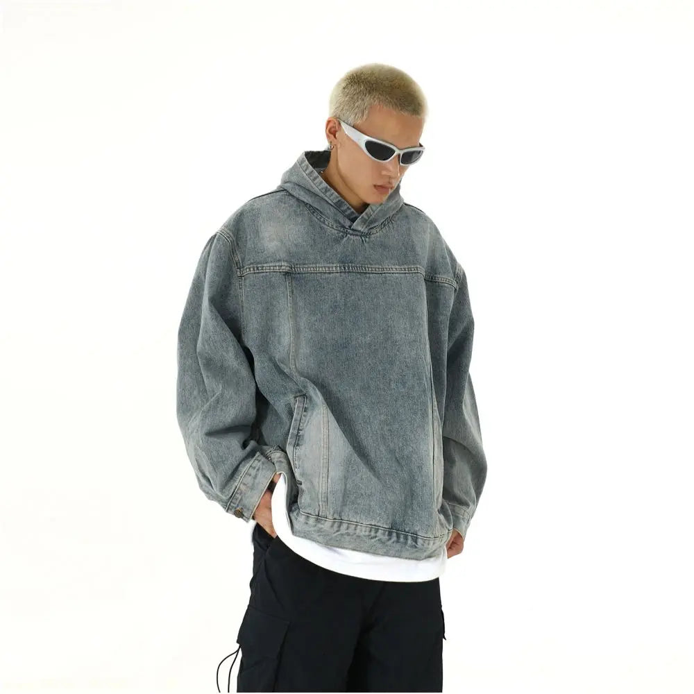 RETRO WASHED HOODED DENIM JACKET 无品牌/无注册商标