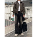 MRCYC American retro short leather jacket men s spring loose lapel jacket Korean style trend high end jacket image 3