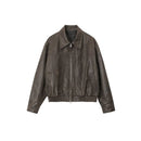 MRCYC American retro short leather jacket men s spring loose lapel jacket Korean style trend high end jacket image 4