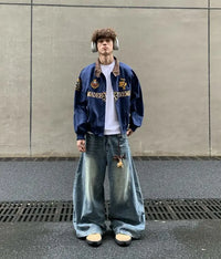 RETRO EMBROIDERED HARRINGTON JACKET