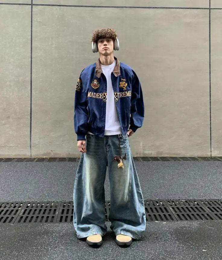 RETRO EMBROIDERED HARRINGTON JACKET 无品牌/无注册商标