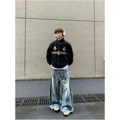 RETRO EMBROIDERED HARRINGTON JACKET 无品牌/无注册商标
