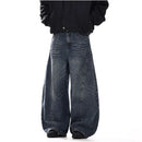 American retro vintage washed curved knife wide leg jeans for men and women loose straight leg loose and versatile casual wide leg pants image 3
