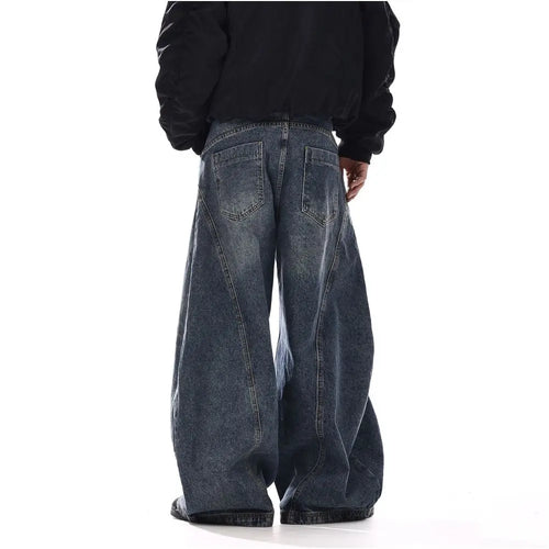 American retro vintage washed curved knife wide leg jeans for men and women loose straight leg loose and versatile casual wide leg pants image 4