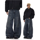 American retro vintage washed curved knife wide leg jeans for men and women loose straight leg loose and versatile casual wide leg pants image 0