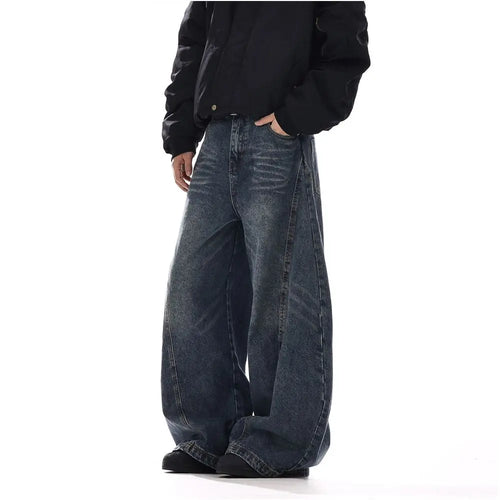 RETRO WASHED CURVED LEG WIDE JEANS 无品牌/无注册商标