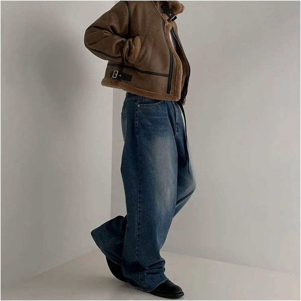 FUR LINED SUEDE MOTORCYCLE JACKET