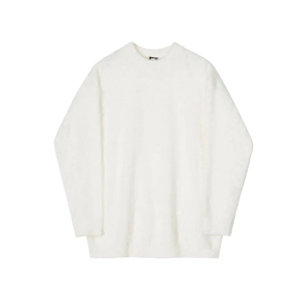 MRCYC mink fur lazy knitted sweater men s autumn and winter Korean loose solid color top soft glutinous round neck thick sweater image 5