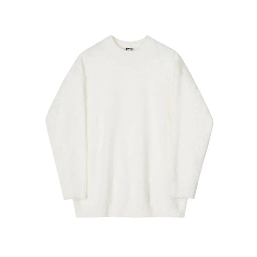 MRCYC mink fur lazy knitted sweater men s autumn and winter Korean loose solid color top soft glutinous round neck thick sweater image 5