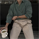 MRCYC retro washed casual shirt men s spring new long sleeved shirt Korean style trendy high end inch clothing image 2