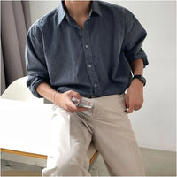 RETRO WASHED LONG SLEEVE CASUAL SHIRT